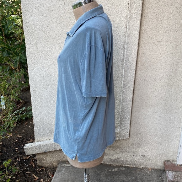 John Varvatos blue Leroy Johnny collar style 100% cotton men’s stretchy shirt - Picture 6 of 11